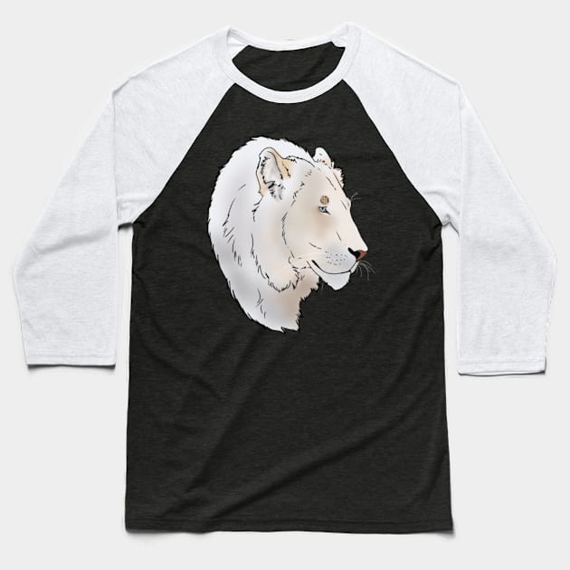 White Lion Head Baseball T-Shirt by Animals shop